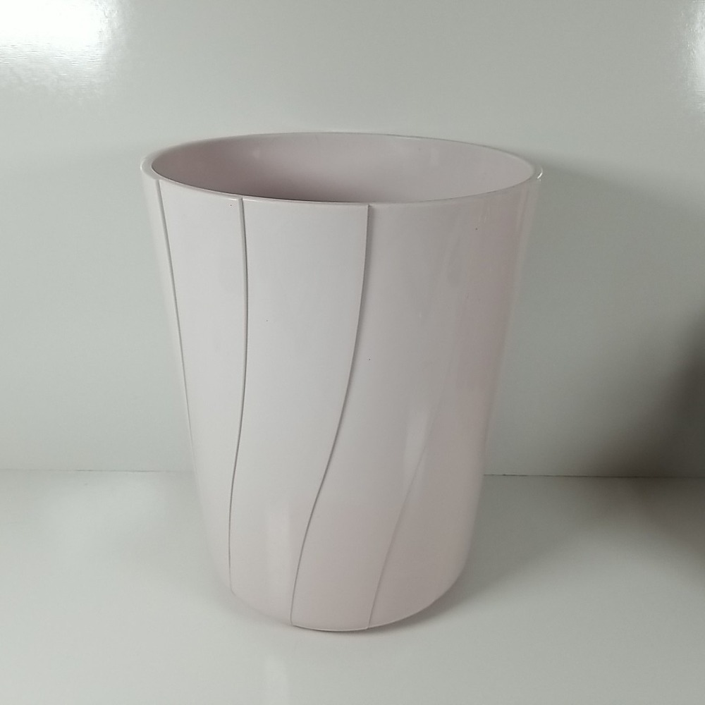 Vintage 1980s Wave Creative Bath Pink Waste Bin Trash Can Plastic Sleek